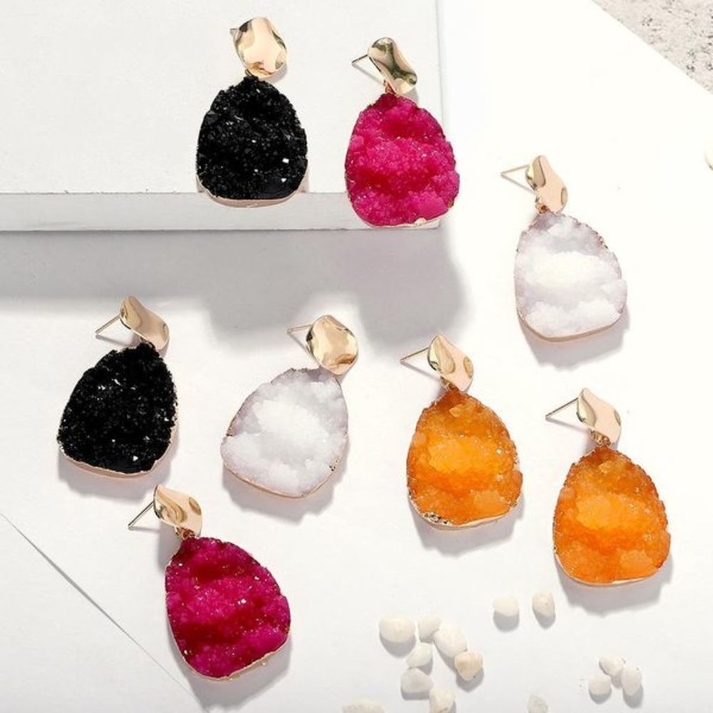 $5 BLOWOUT!  XL Geode Earrings - Picture 2 of 7